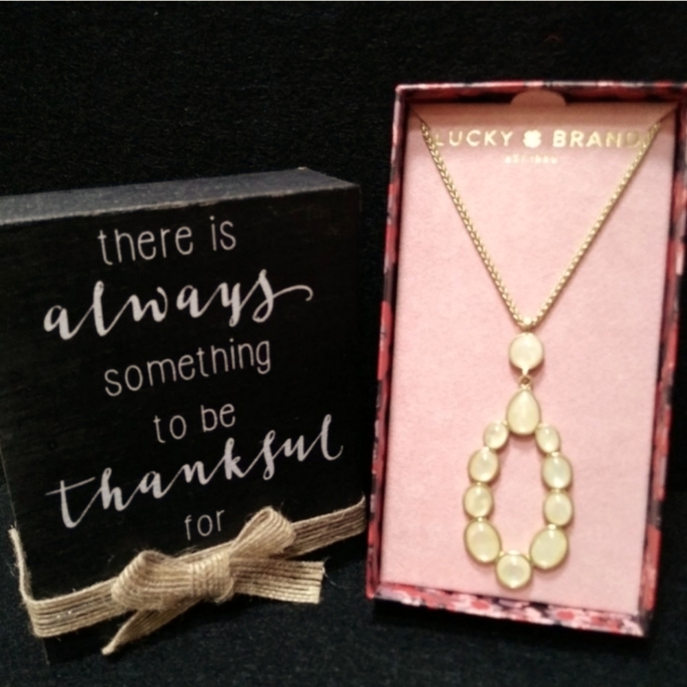Lucky Brand Gold Necklace & Earrings Set with Semi-Precious Stones